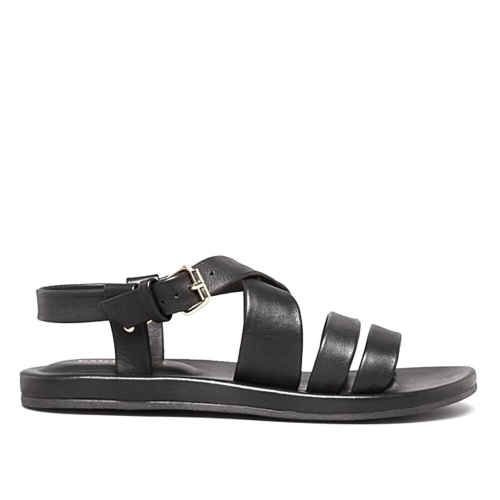 Emozioni Women's W1325 Flat Gladiator Sandals buttery soft black leather sz 9.5